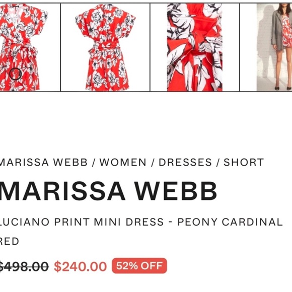 Marissa Webb Luciano Print Mini Dress Red Floral Belted Kimono Sleeve S - Picture 4 of 9